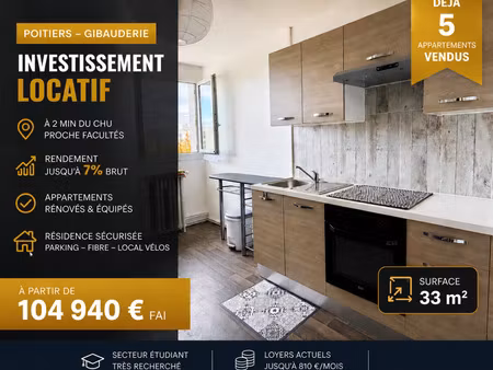 investissement locatif – plusieurs appartements disponibles – gibauderie / chu poitiers