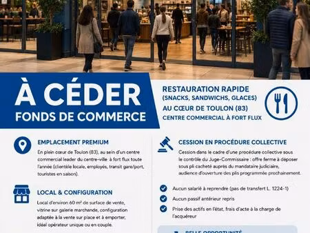 fonds de commerce  restauration  restauration rapide toulon