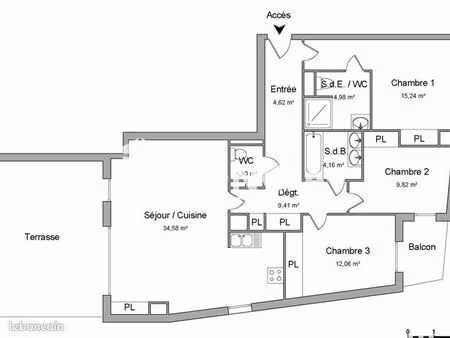 appartement 4 pièces 96 m²