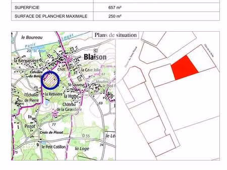 vente terrain à blaison-saint-sulpice (49320) : à vendre / 657m² blaison-saint-sulpice
