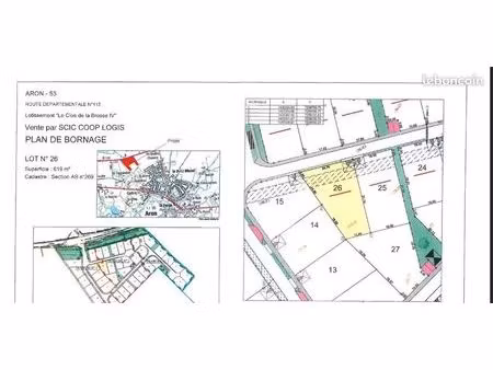 terrain 619 m² aron