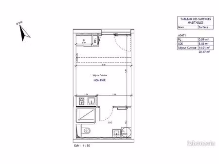 appartement 1 pièce 20 m²
