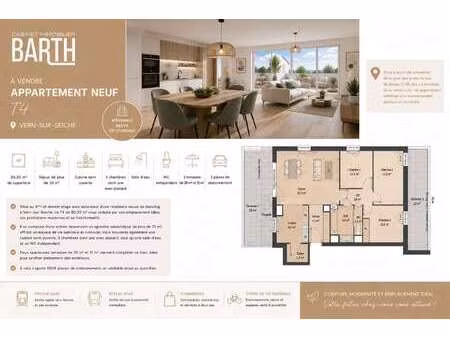 vente appartement 4 pièces à vern-sur-seiche (35770) : à vendre 4 pièces / 80m² vern-sur-s