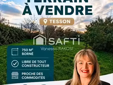 vente terrain à batir 750 m² à tesson (17460)  25 000 €
