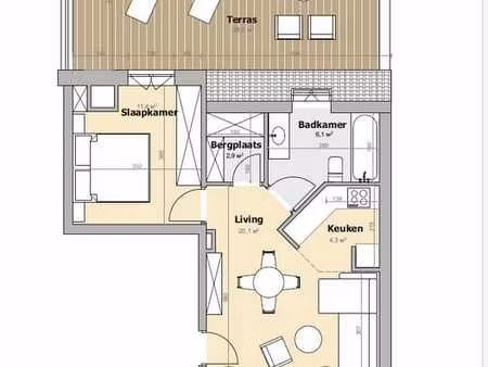 knus éénslaapkamerappartement met ruim terras in retie