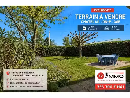 vente terrain 444 m² à chatelaillon-plage (17340)  294 100 €