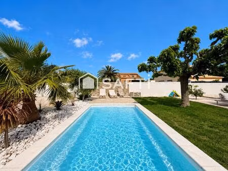 theza (66)  magnifique villa  4 faces  jardin arbore avec piscine  garage