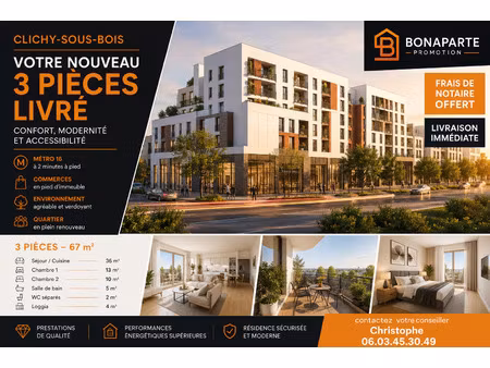 vente appartement 2 pièces 67 m² clichy-sous-bois (93390)