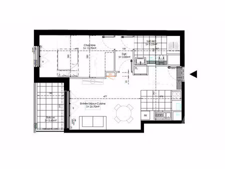 vente appartement 2 pièces  48.50m²  sainte