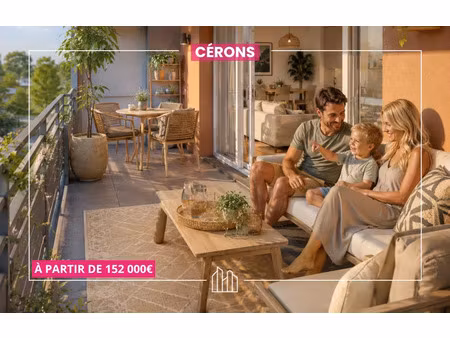 vente appartement neuf 3 pièces 62m2 cérons - 203000 € - surface privée