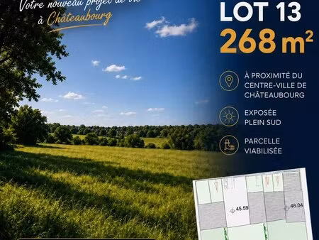 terrain viabilisé  libre de constructeur  268 m² à châteaubourg