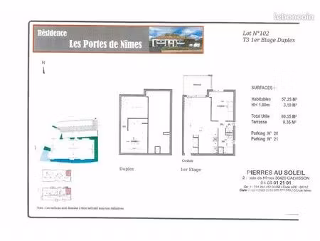 immeuble 3 pièces 57 m²