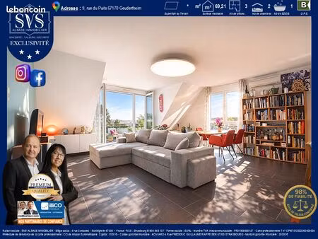 appartement 3 pièces 69 m²