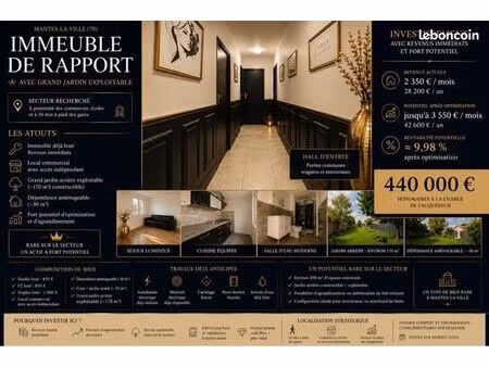 immeuble locatif avec un grand jardin et local