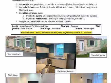 location à marcq (78) - maison de ville meublée  2 pièces  env.38 m2 avec jardinet