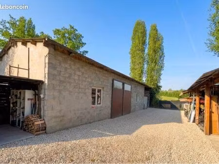 hangar 120m² + maison pierre rénovée + garage + cave — bord de rivière — 7 min rer d