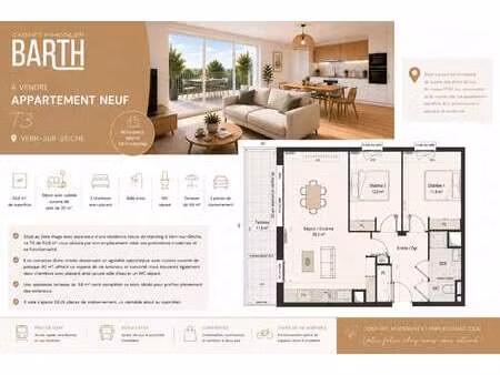 vente appartement 3 pièces à vern-sur-seiche (35770) : à vendre 3 pièces / 64m² vern-sur-s