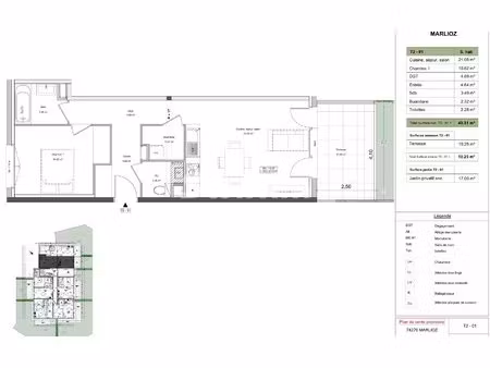 appartement t2 50 m² marlioz