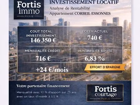 corbeil-essonnes - 3 pieces 50 39m²- 2 chambres - vendu loué