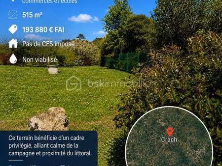 vente terrain à crach (56950) : à vendre / 515m² crach