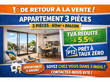 vente appartement 3 pièces 61 m² à aulnay-sous-bois (93600)  213 000 €