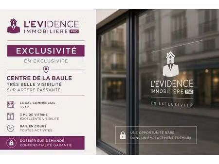 a louer  local de 35m2 avec sous-sol de 40m2  dans rue commerçante de la baule