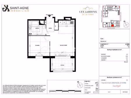 appartement grigny 2 pièce(s) 41.2 m2