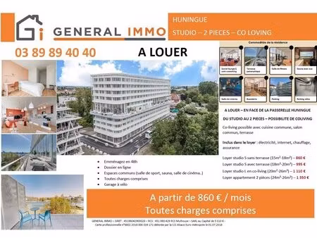 studio - t2 - coliving face au rhin all inclusive