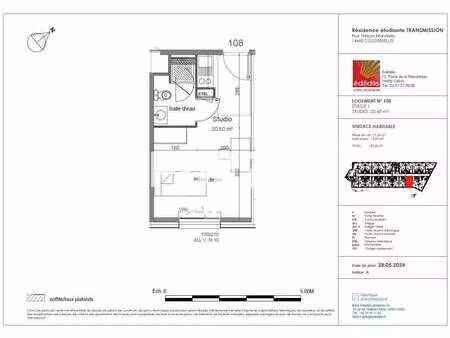 location appartement t1 meublé à colombelles (14460) : à louer t1 meublé / 21m² colombelle