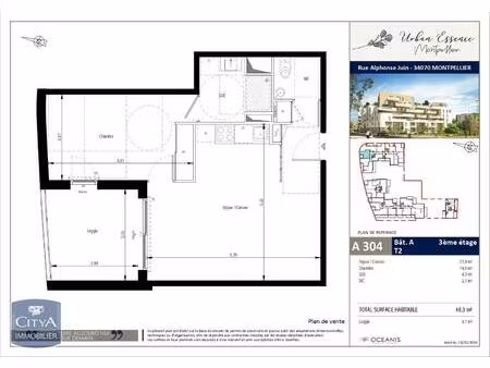 location appartement 2 pièces 48m² montpellier 34000