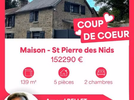 maison de caractère en pierre ? 139 m² ? saint-pierre-des-nids (53)