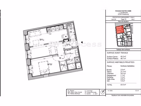 location appartement 2 pièces 43m² strasbourg 67000