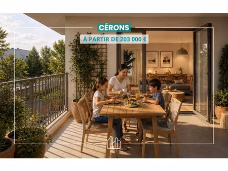 vente appartement neuf 4 pièces 78m2 cérons - 251000 € - surface privée
