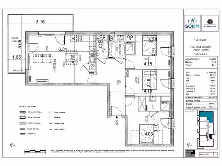 a vendre  t4 de 85 m² à cucq.