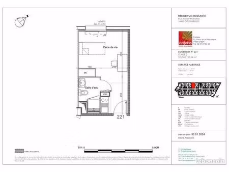 studio 1 pièce 21 m²
