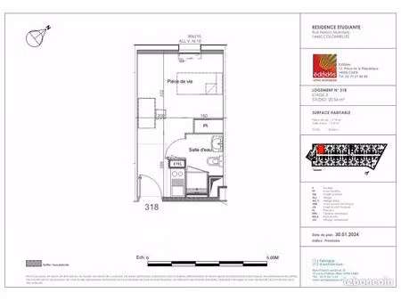 studio 1 pièce 21 m²