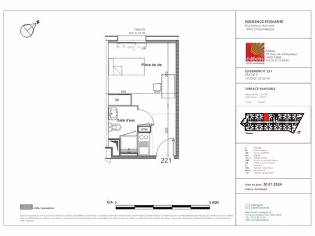 location appartement 1 pièce 20 m² à colombelles (14460)