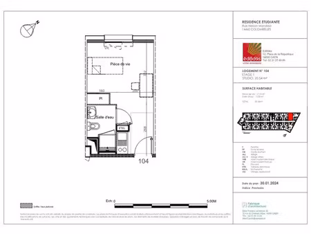 location appartement 1 pièce 20 m² à colombelles (14460)