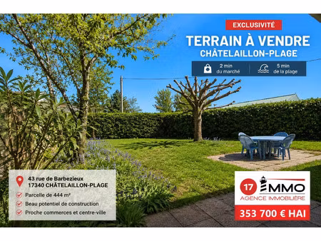 vente terrain 444 m² châtelaillon-plage (17340)