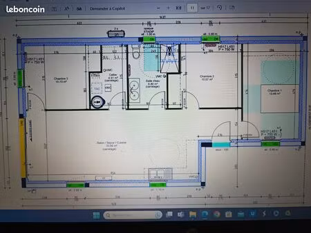 loue maison 3 chbres de 2025  avec clim réversible extérieur non clôturé