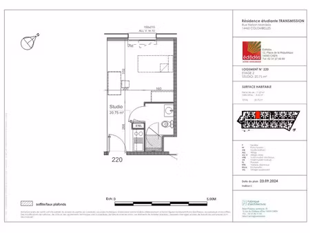 location appartement 1 pièce 20 m² à colombelles (14460)