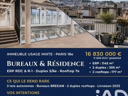 prestigieux immeuble de rapport en vente à montmartre  abbesses  grandes-carrières  france