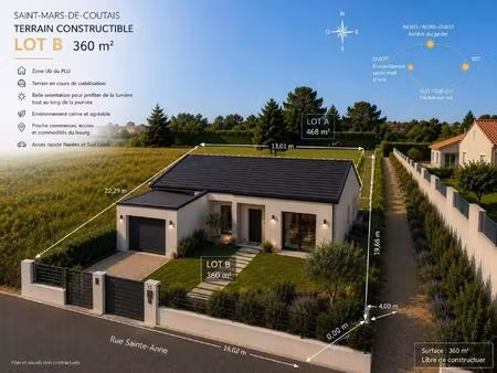 terrain - 360 m2 - plat - rectangulaire - au calme
