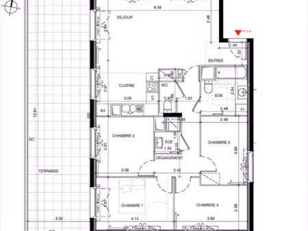 grand appartement 5 pièces avec 4 chambres et vaste terrasse