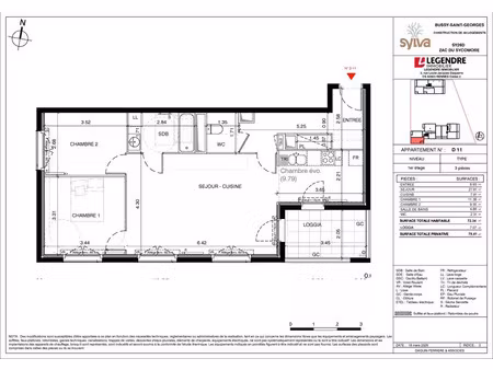 bel appartement 3 pièces en étage avec loggia et séjour spacieux