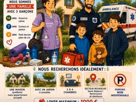 cherche logement 3/4 chambres urgent