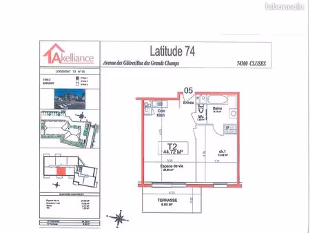 appartement 2 pièces 45 m²