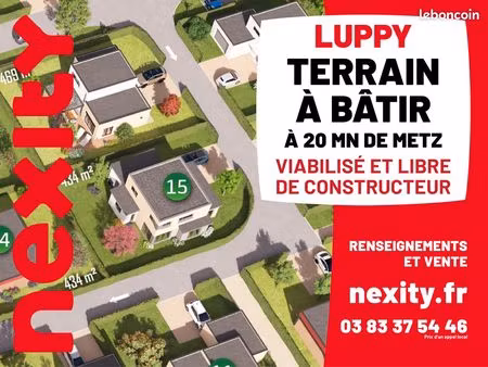 terrain constructible à luppy  de 434 m2  à 20 mn de metz