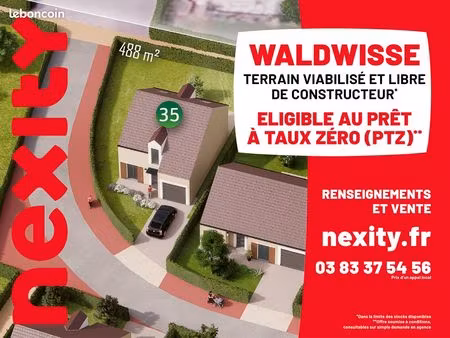 terrain à waldwisse  de 488 m2  constructible aux portes de l'allemagne et du luxembourg