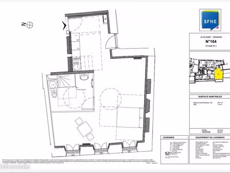 studio 1 pièce 47 m²